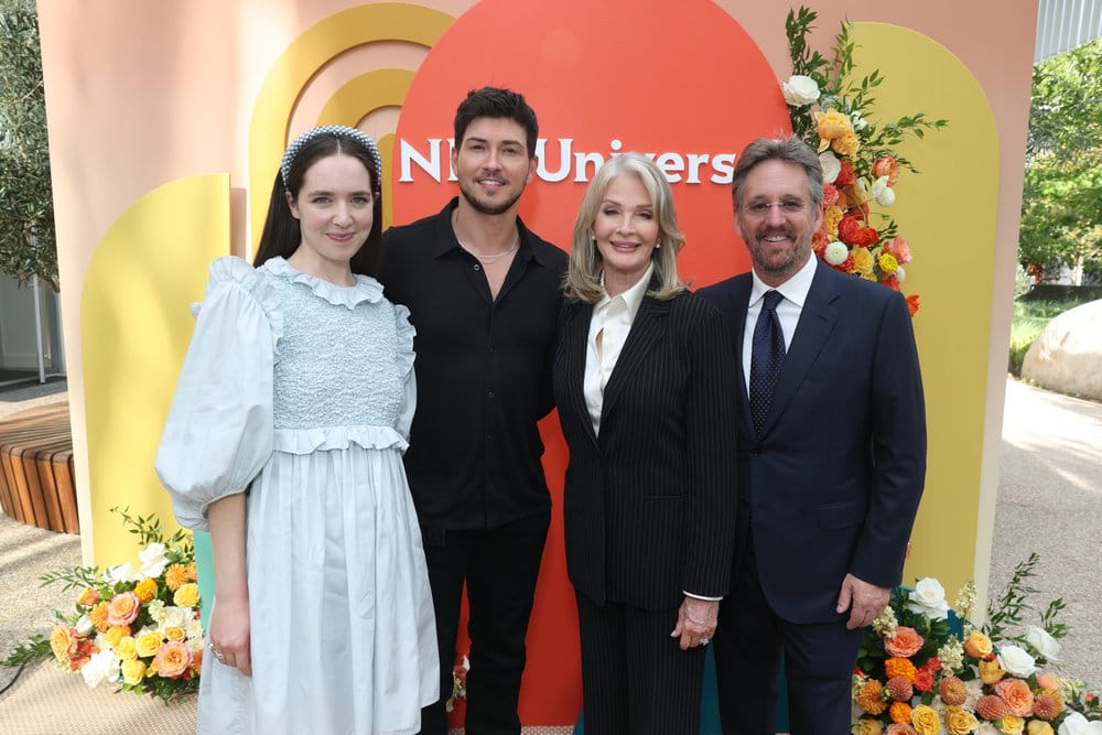 NBCUNIVERSAL EVENTS -- NBCUniversal Backlot Summer Experience - Cocktail Reception -- Pictured: (l-r) Kimberly Corday, Executive Producer; Robert Scott Wilson, Deidre Hall, Noel Maxam, Co-Executive Producer, Days of our Lives on the Universal Studios Lot on Monday, August 4, 2025 --