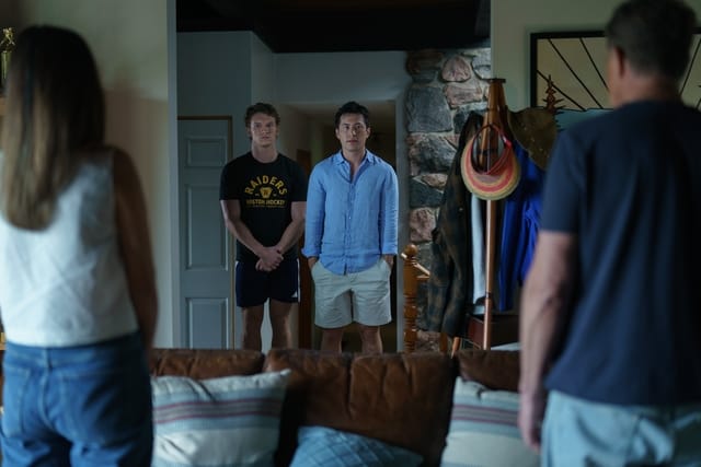 Heated Rivalry - (L to R) Connor Storrie as Ilya Rozanov and Hudson Williams as Shane Hollander in Episode 106 of Heated Rivalry. Cr. Sabrina Lantos © 2025